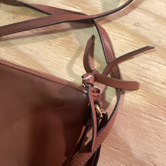 Vintage Brown Faux Leather Crossbody Double Zipper Purse - Picture 2 of 9